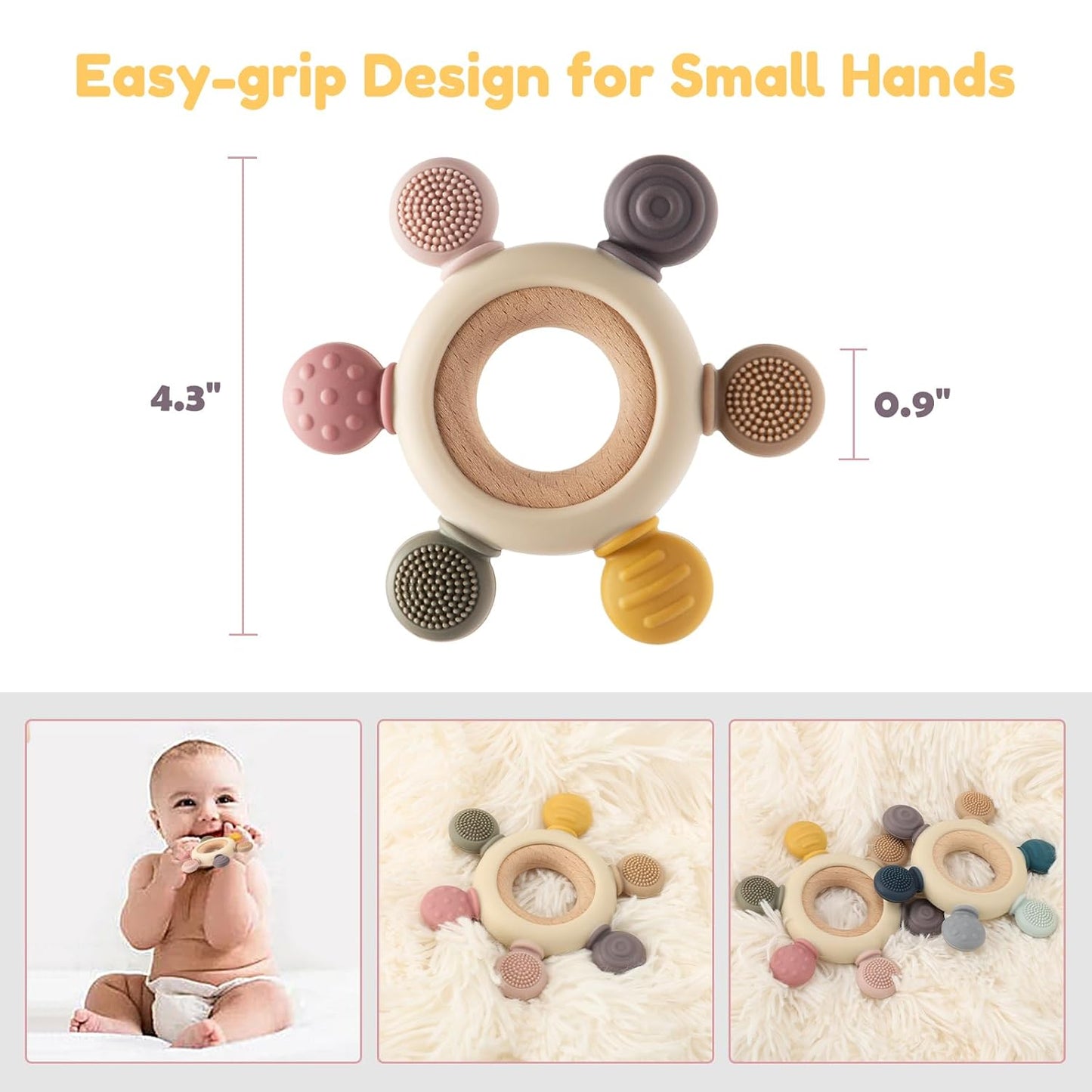 BPA-Free Baby Teethers – Sensory Teething Toys for 0–12 Month Infants & Toddlers