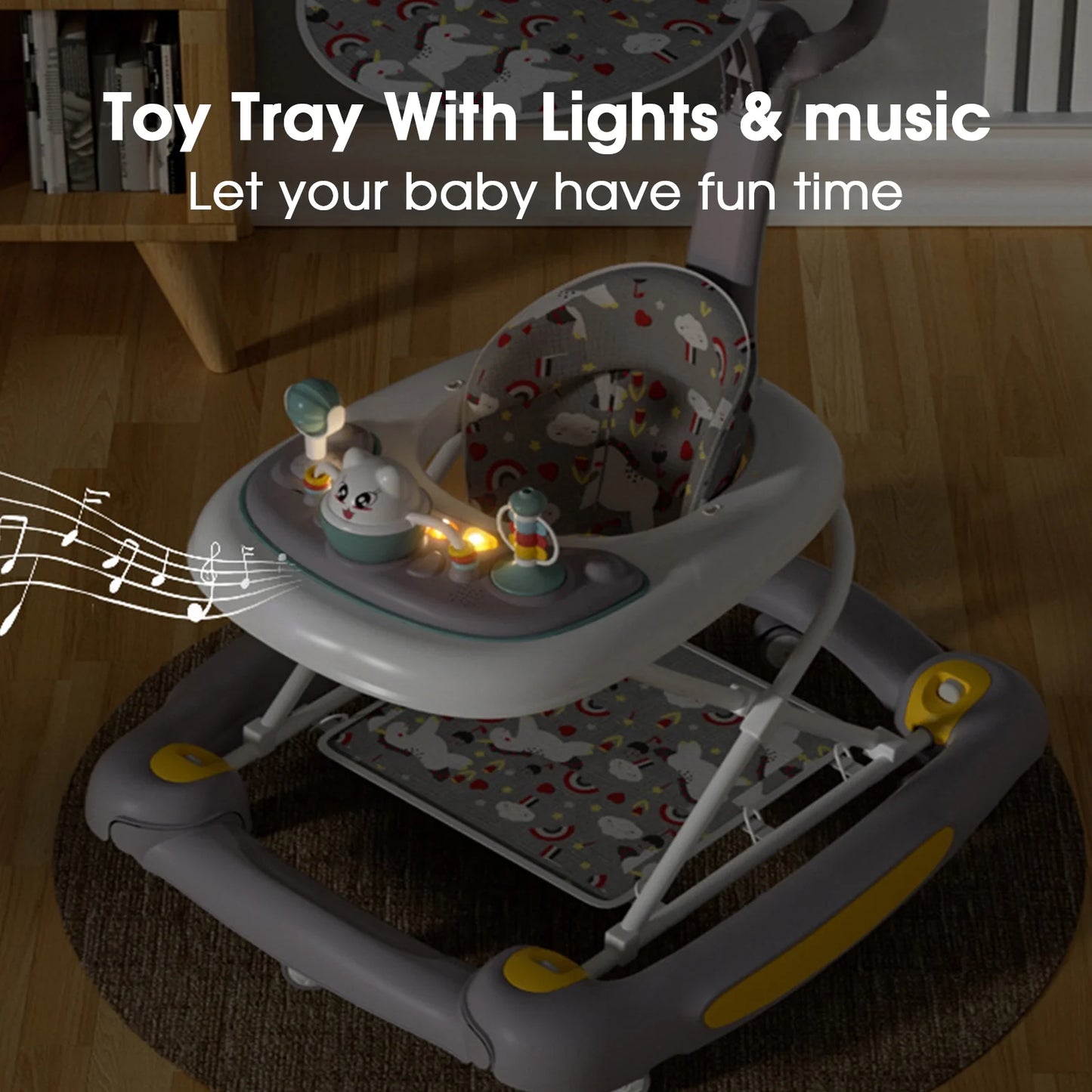 6-in-1 Musical Baby Walker – Foldable Push Toy with Activity Station 