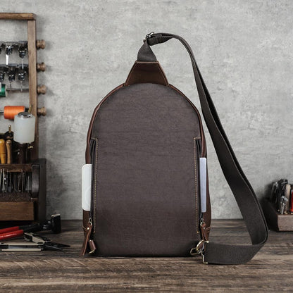 Leather Sling Bag for Men, Custom Crossbody Backpack Fits 13.3 Inch Laptop, One Shoulder Chest Bag, Bellagra