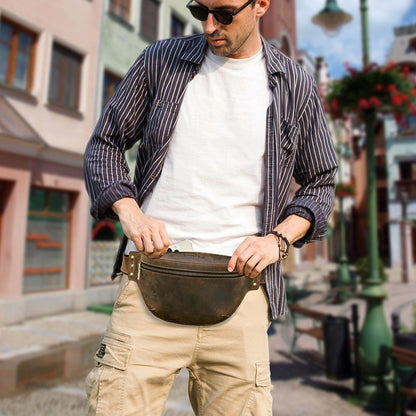 Leather Fanny Pack for Men, Custom Crossbody Sling Bag, Mens Waist Belt Bag Fits iPad Mini, Gift for Him, Velmora