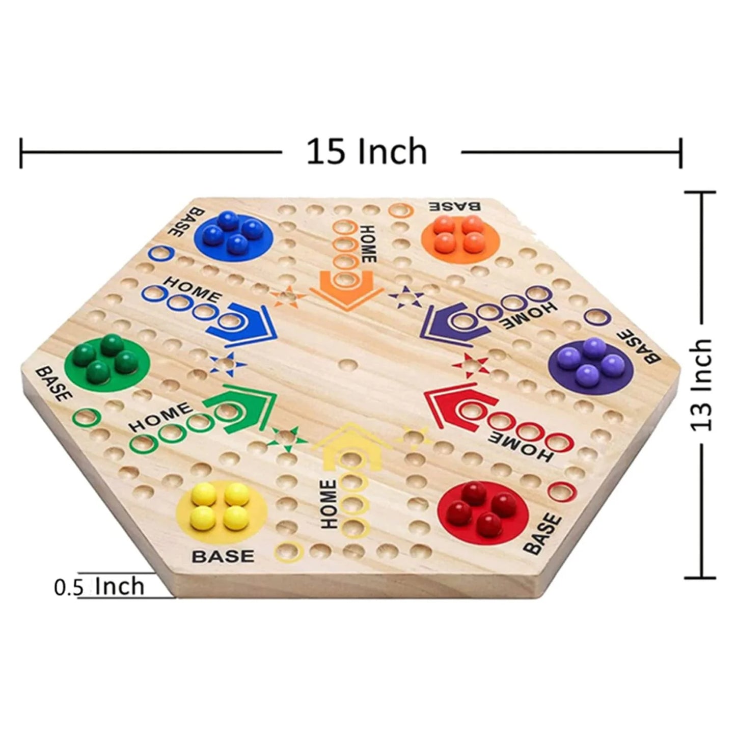 Multicolor Wooden Fast Track Board Game – Ludo & Checkers for 4-6 People