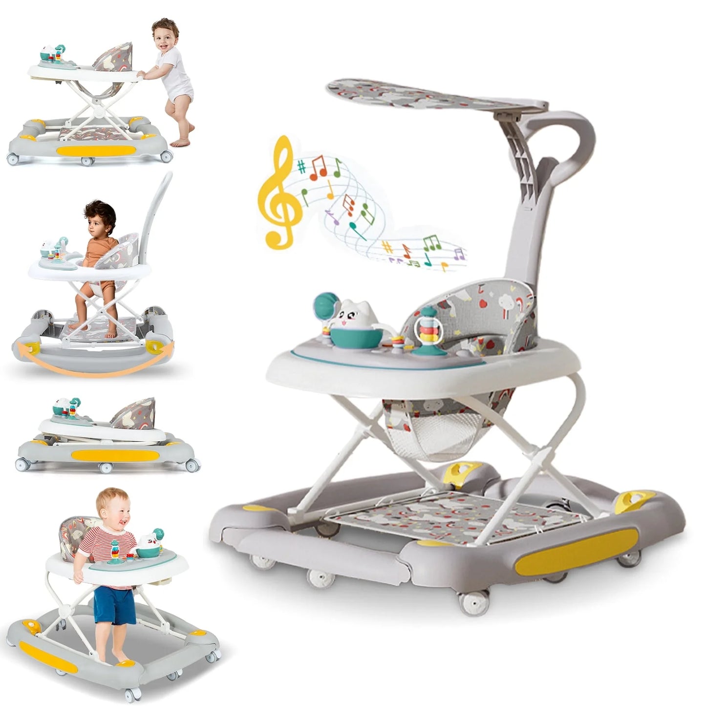 6-in-1 Musical Baby Walker – Foldable Push Toy with Activity Station 