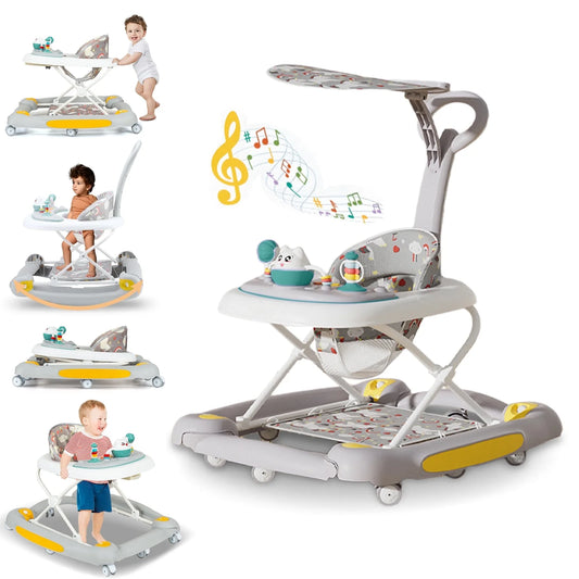 6-in-1 Musical Baby Walker – Foldable Push Toy with Activity Station 