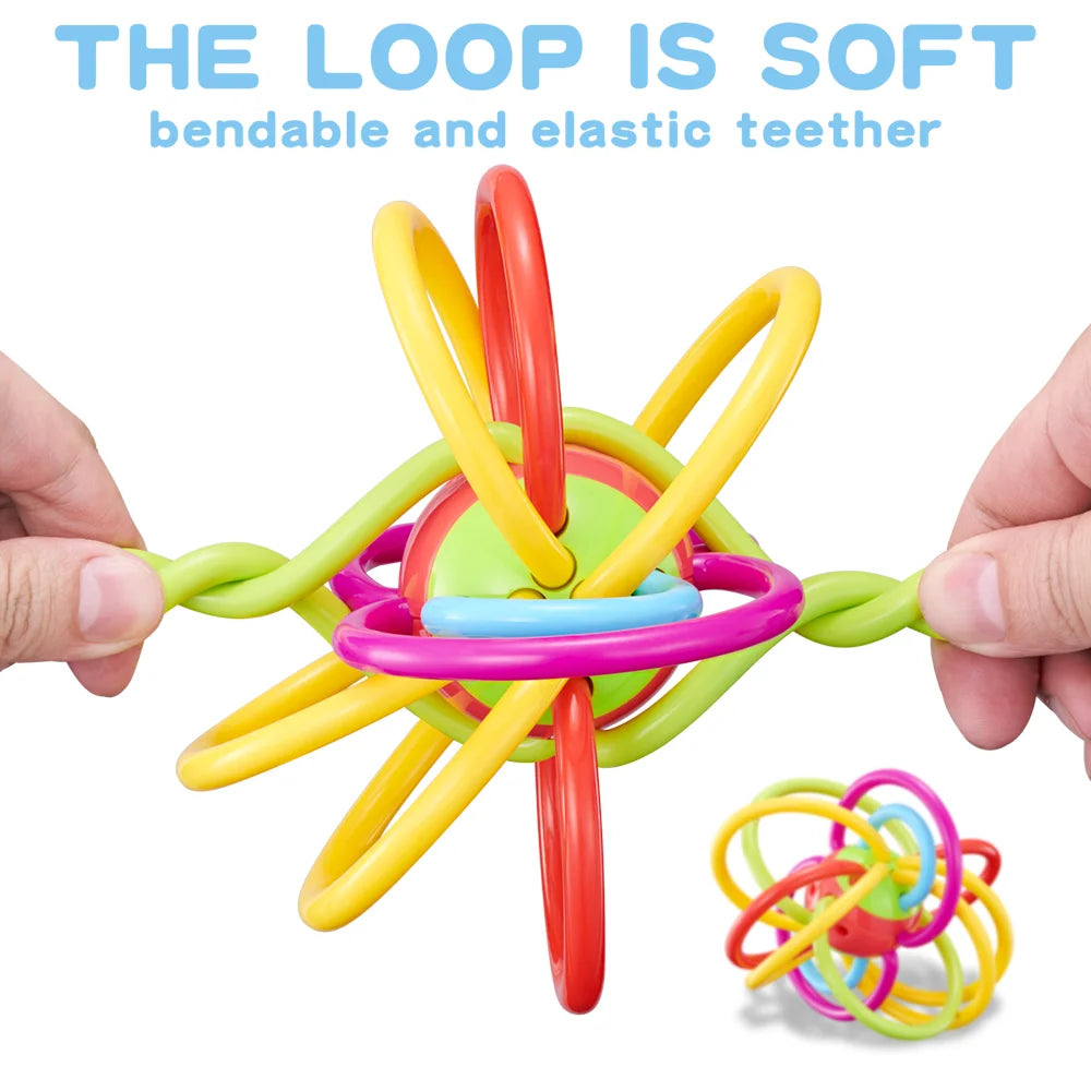 Hanging Baby Teething Toy – Sensory Rattle & Teether Ring for 0–12 Months Boys & Girls
