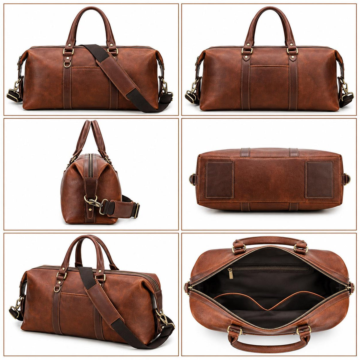 Leather Duffle Bag for Men, Custom Travel Weekender Bag, Personalized Mens Overnight Carry On Bag, Ferlino