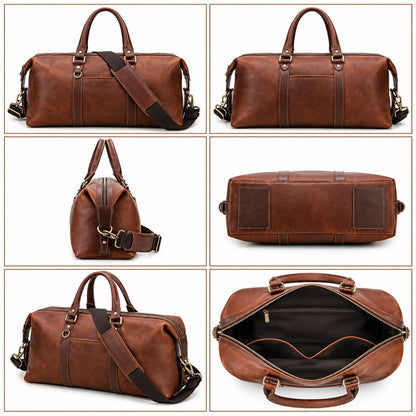 Leather Duffle Bag for Men, Custom Travel Weekender Bag, Personalized Mens Overnight Carry On Bag, Ferlino