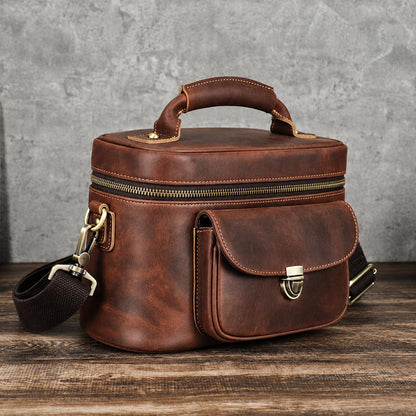 Leather Camera Crossbody Bag for Men, Custom DSLR Shoulder Bag, Vintage Travel Work Bag, Groomsmen Gift, Bellini