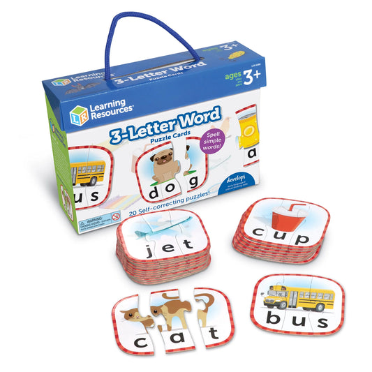 Kindergarten Readiness Word Puzzle – 3-Letter Cards for Boys & Girls 3 and Up