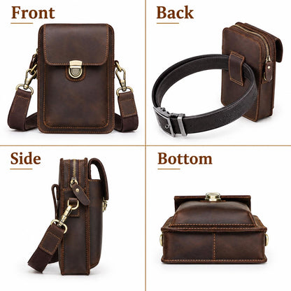 Mens Leather Sling Bag, Cross Body Bag Fanny Pack, Belt Loop Travel Pouch, Shoulder Bag, Groomsman Gifts, Last Minute Gifts Santino