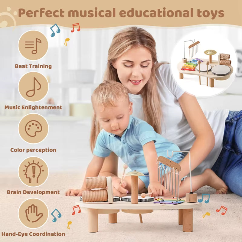 Wooden Aeolian Bells Xylophone – Montessori Musical Toy for Newborns & Toddlers