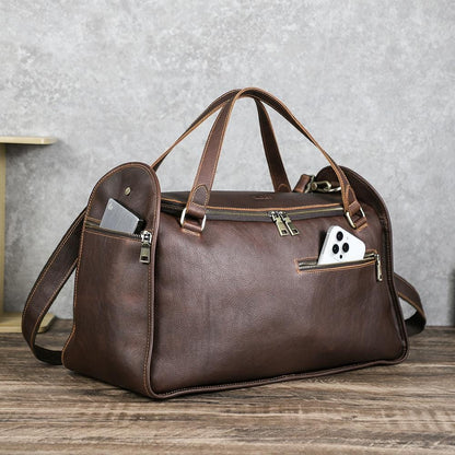 Leather Duffle Bag for Men, Custom Travel Weekender Bag, Personalized Mens Overnight Gym Bag, Groomsmen Gift, Orvieto