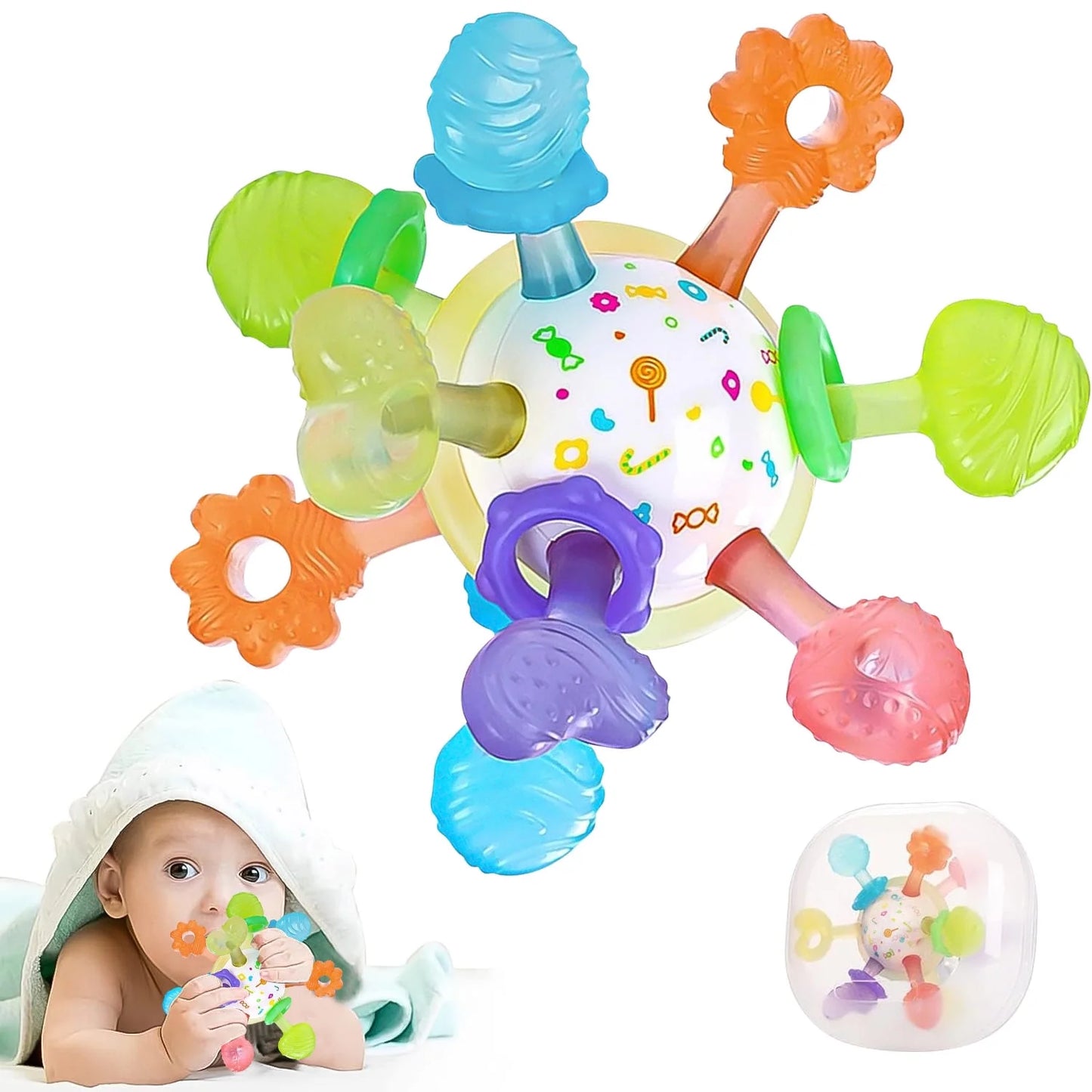 Sensory Baby Teether Rattle Ball 