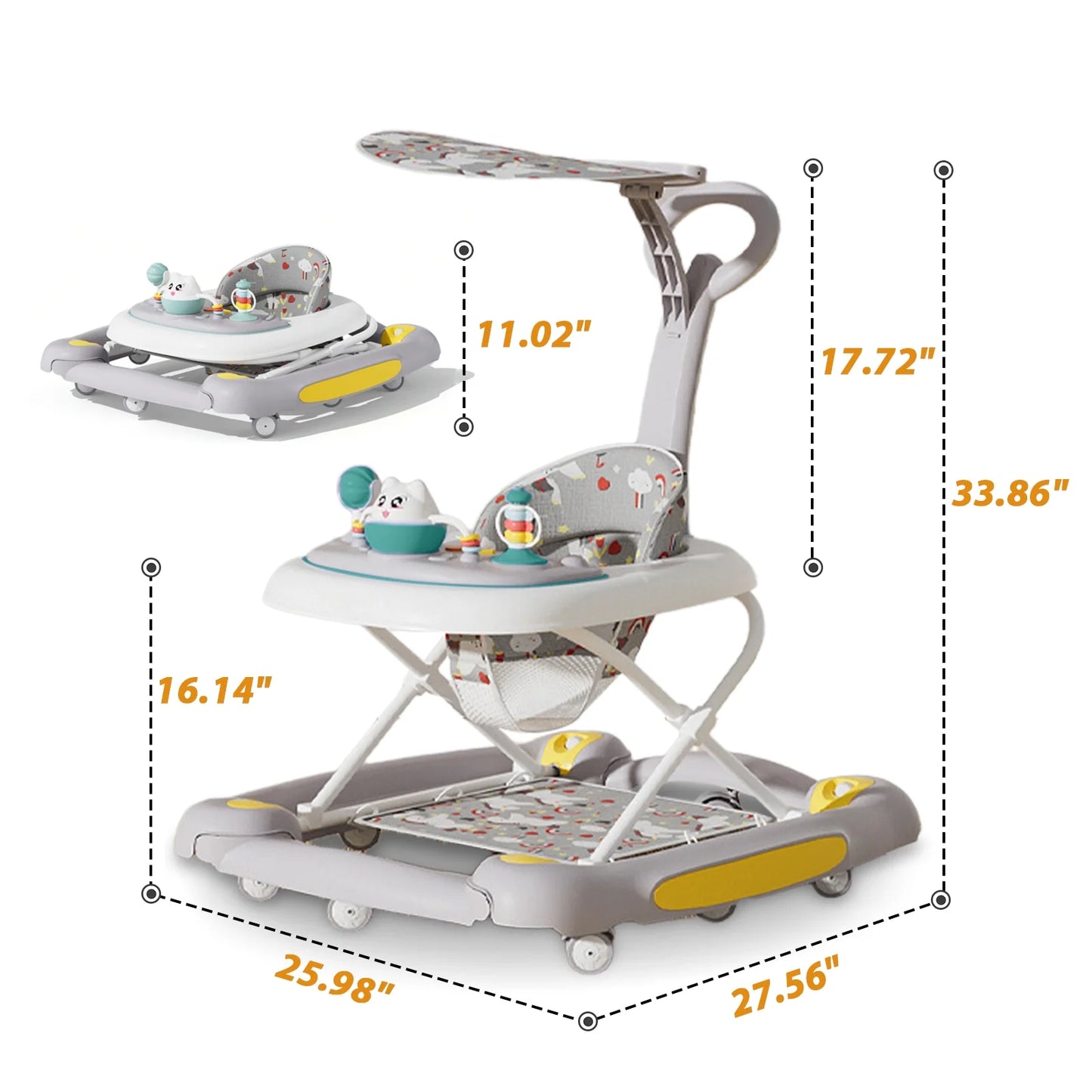 6-in-1 Musical Baby Walker – Foldable Push Toy with Activity Station 