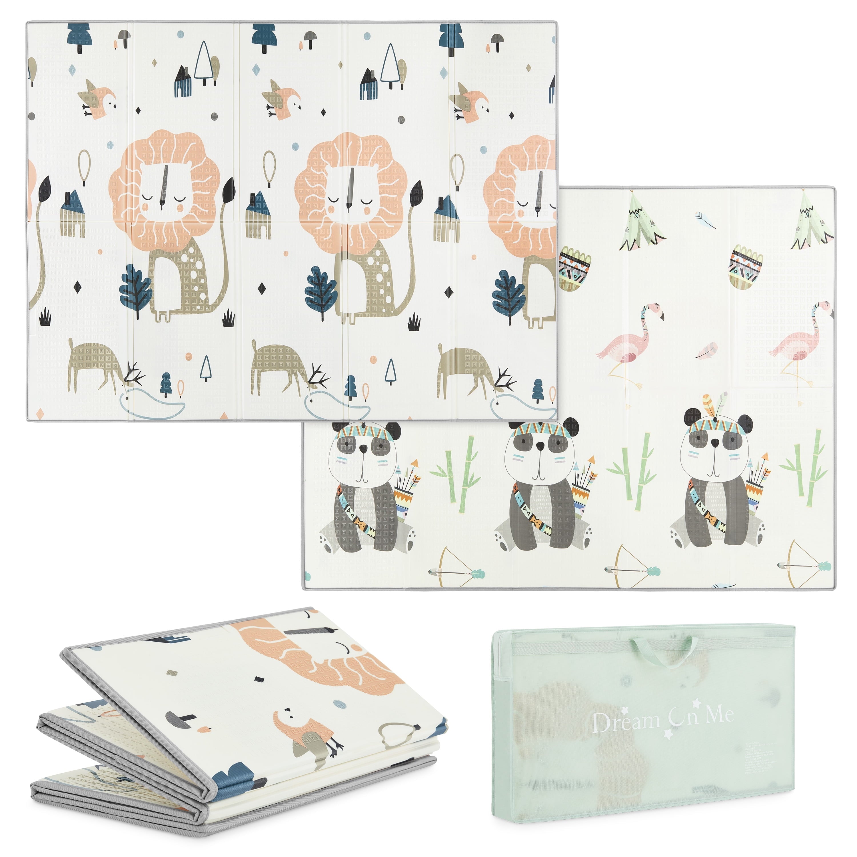 Reversible Foldable Baby Play Mat – Extra Large Thick Foam with Animal Design