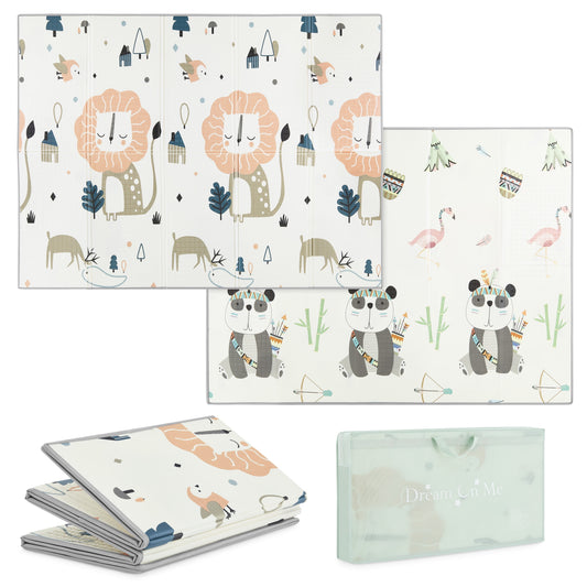 Reversible Foldable Baby Play Mat – Extra Large Thick Foam with Animal Design