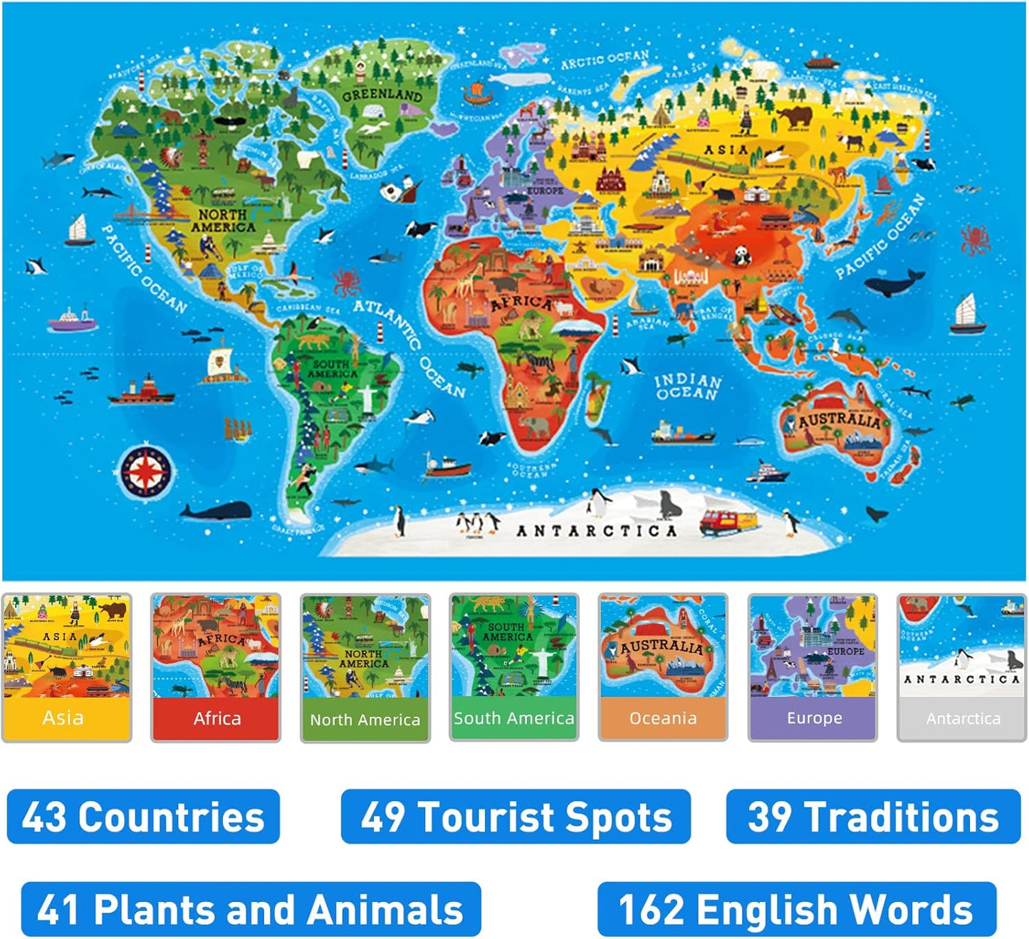 World Map Jigsaw Puzzle – 100-Piece Educational Geography Toy for 