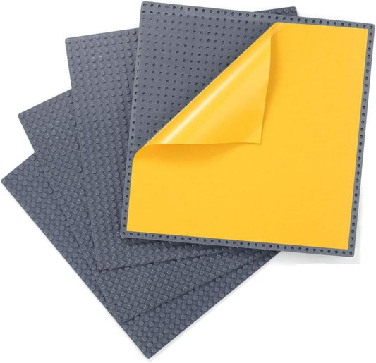 Self-Adhesive Brick Baseplates – 4-Pack 10” x 10” Compatible with Major Brands 