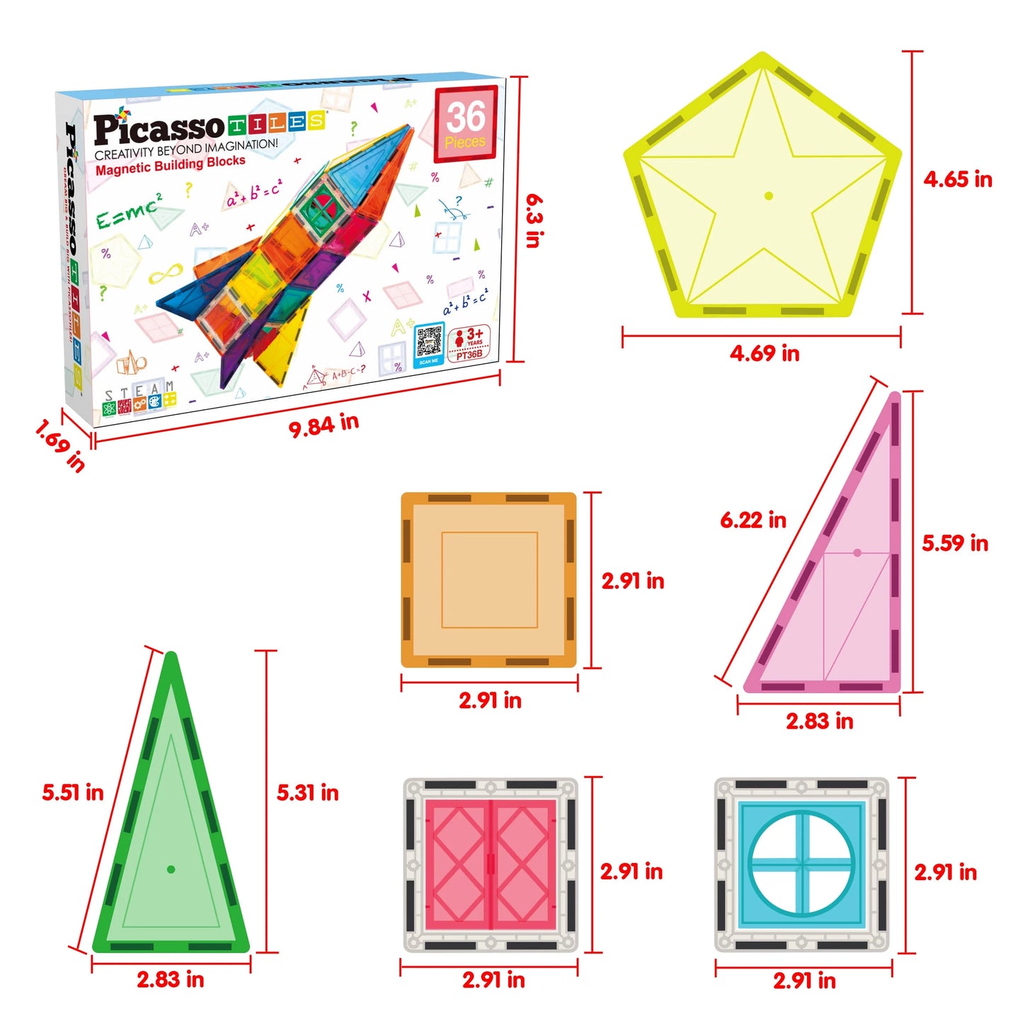  Magnetic Tiles – Rocket Theme  Building Blocks for Kids