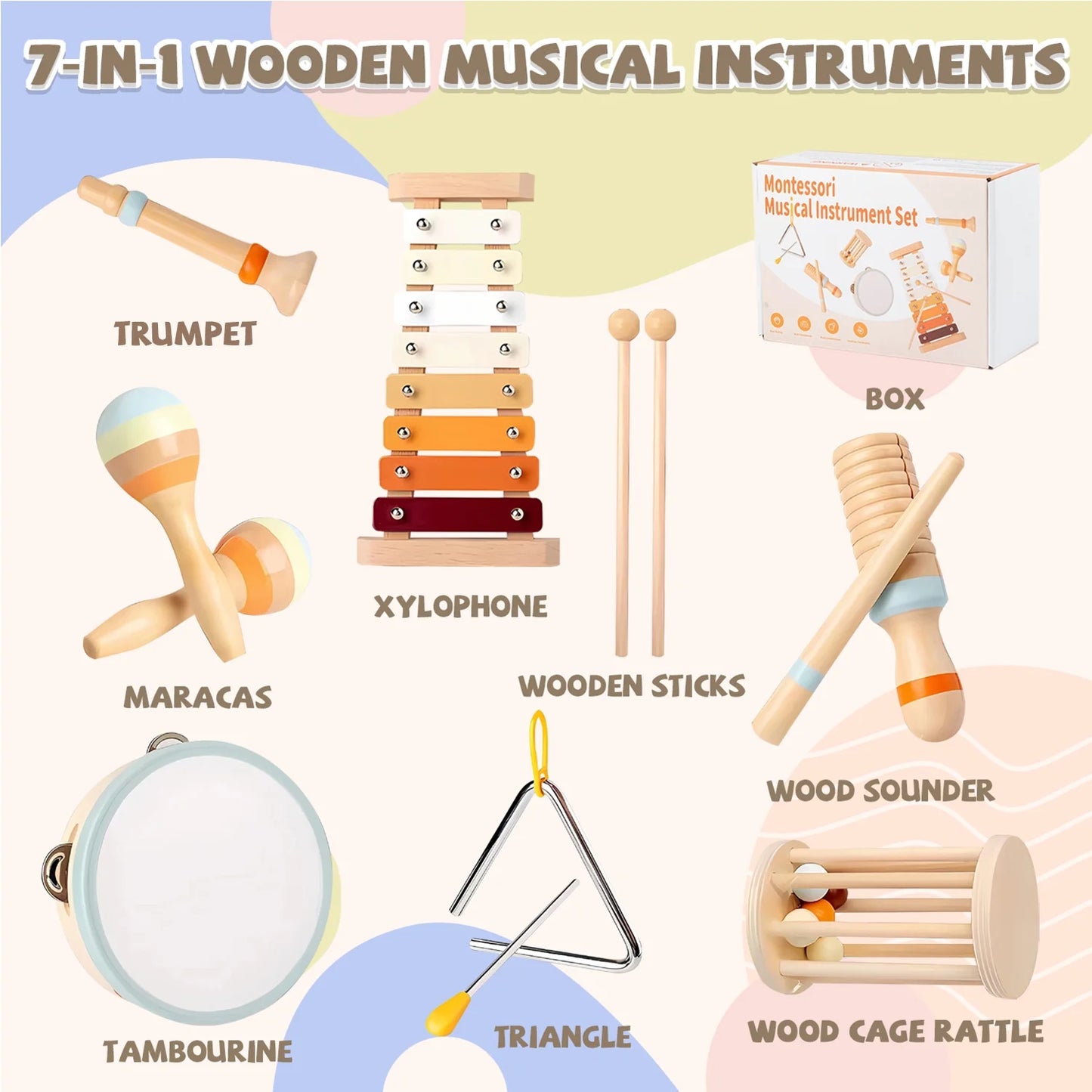 Baby Musical Instruments – Wooden Percussion Toys for Toddlers 