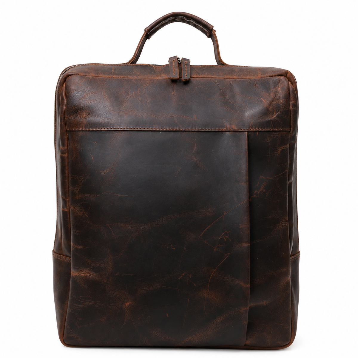Altair handcrafted brown leather convertible backpack briefcase on model street style - Yubello