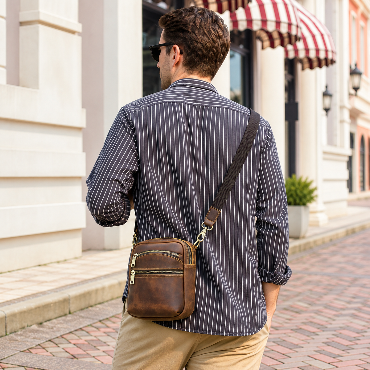 Aureston Handcrafted Genuine Leather Crossbody Bag, Belt Pouch & EDC Shoulder Pack