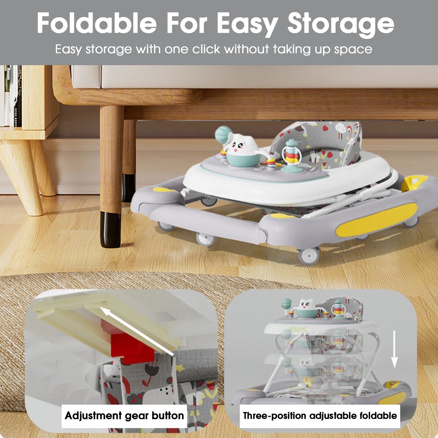 6-in-1 Musical Baby Walker – Foldable Push Toy with Activity Station 