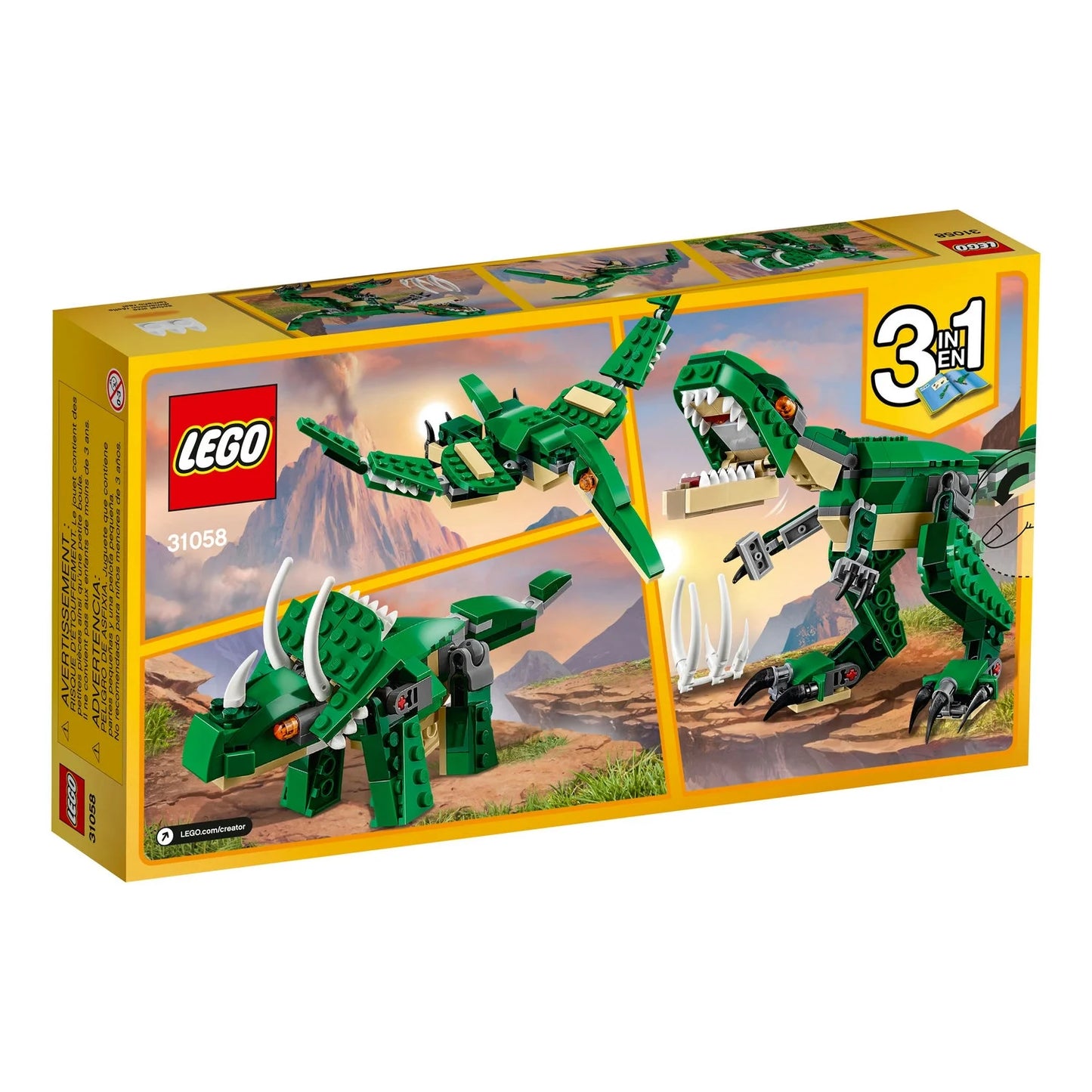 LEGO 31058 Mighty Dinosaurs – 3-in-1 Buildable Dinosaur Set with 174 Pieces