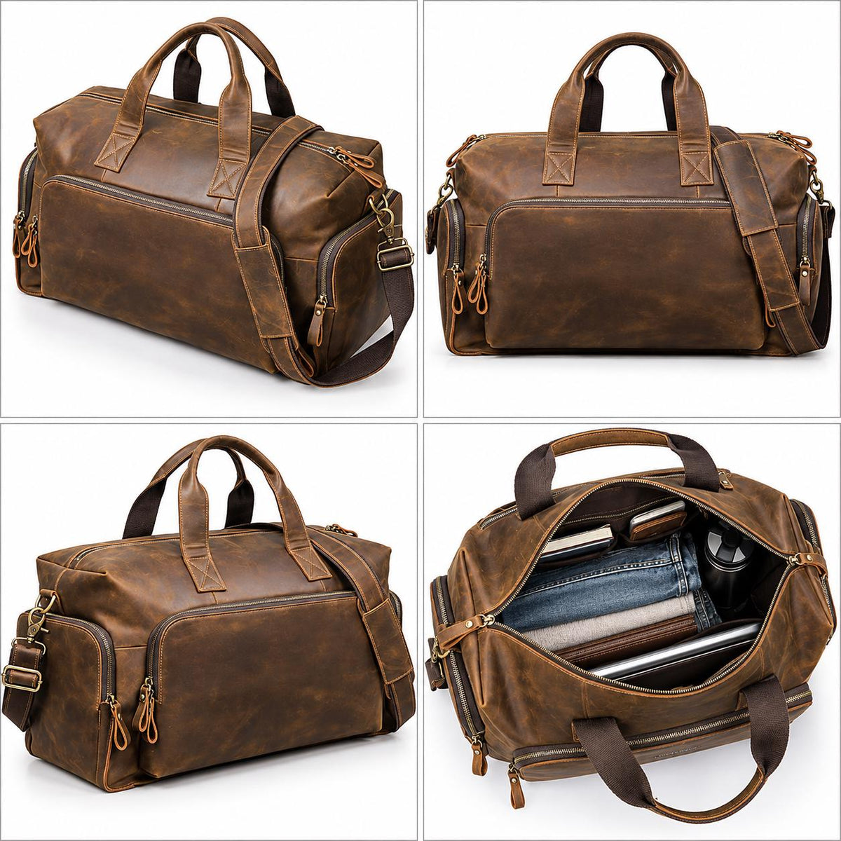 Leather Duffle Bag for Men, Custom Travel Weekender Bag, Personalized Mens Overnight Gym Bag, Groomsmen Gift, Lestaro