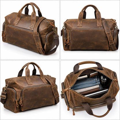 Leather Duffle Bag for Men, Custom Travel Weekender Bag, Personalized Mens Overnight Gym Bag, Groomsmen Gift, Lestaro