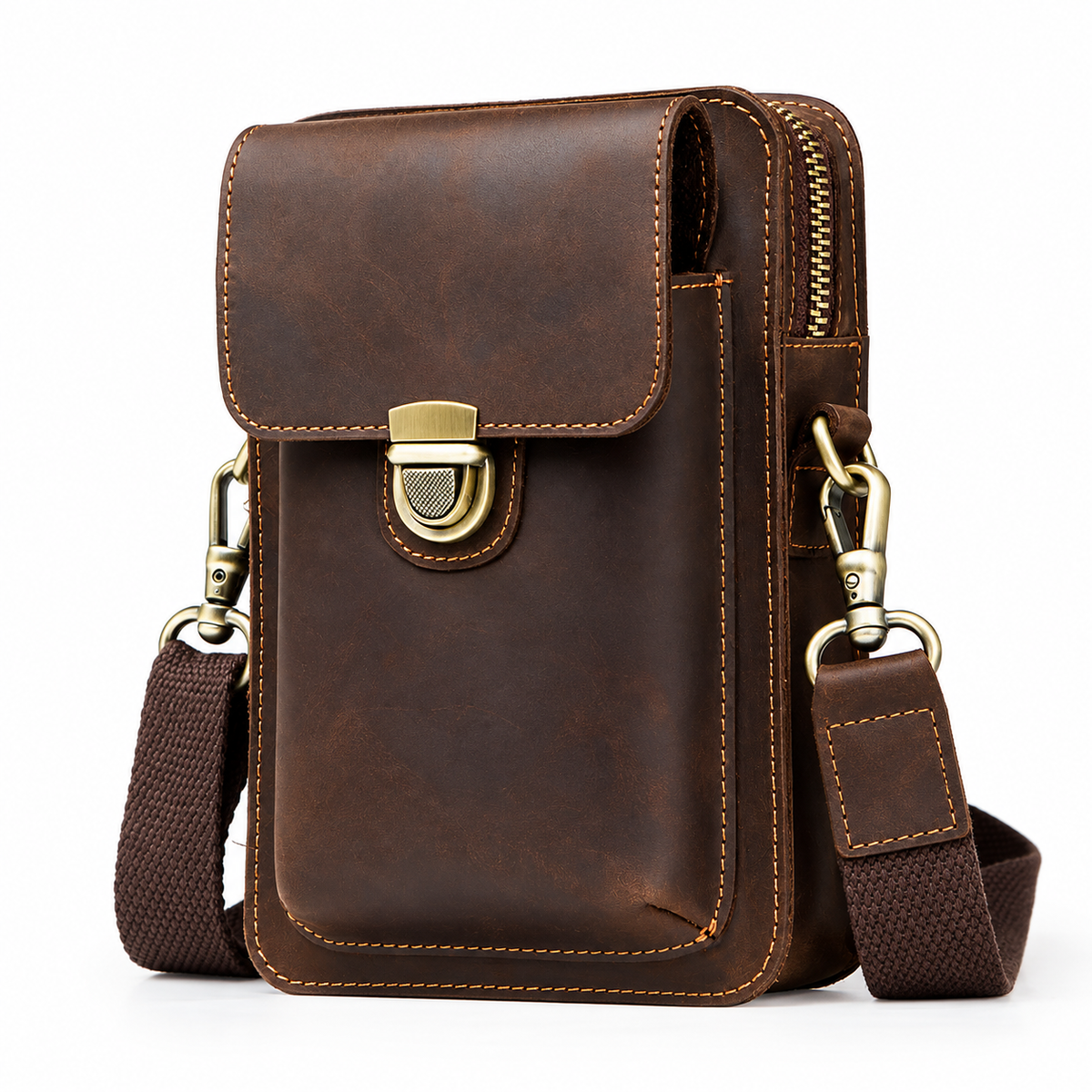 Santino Handcrafted Genuine Leather Crossbody Bag, Belt Bag & EDC Travel Pouch