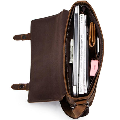 Leather Messenger Bag for Men, Custom Mens Briefcase Fits 12 Inch Laptop, Shoulder Crossbody Work Bag, Celvano