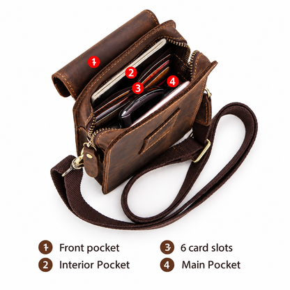 Santino Handcrafted Genuine Leather Crossbody Bag, Belt Bag & EDC Travel Pouch