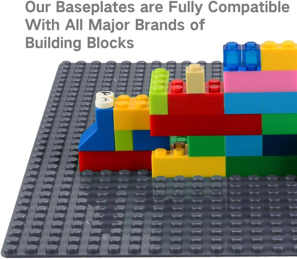 Self-Adhesive Brick Baseplates – 4-Pack 10” x 10” Compatible with Major Brands 