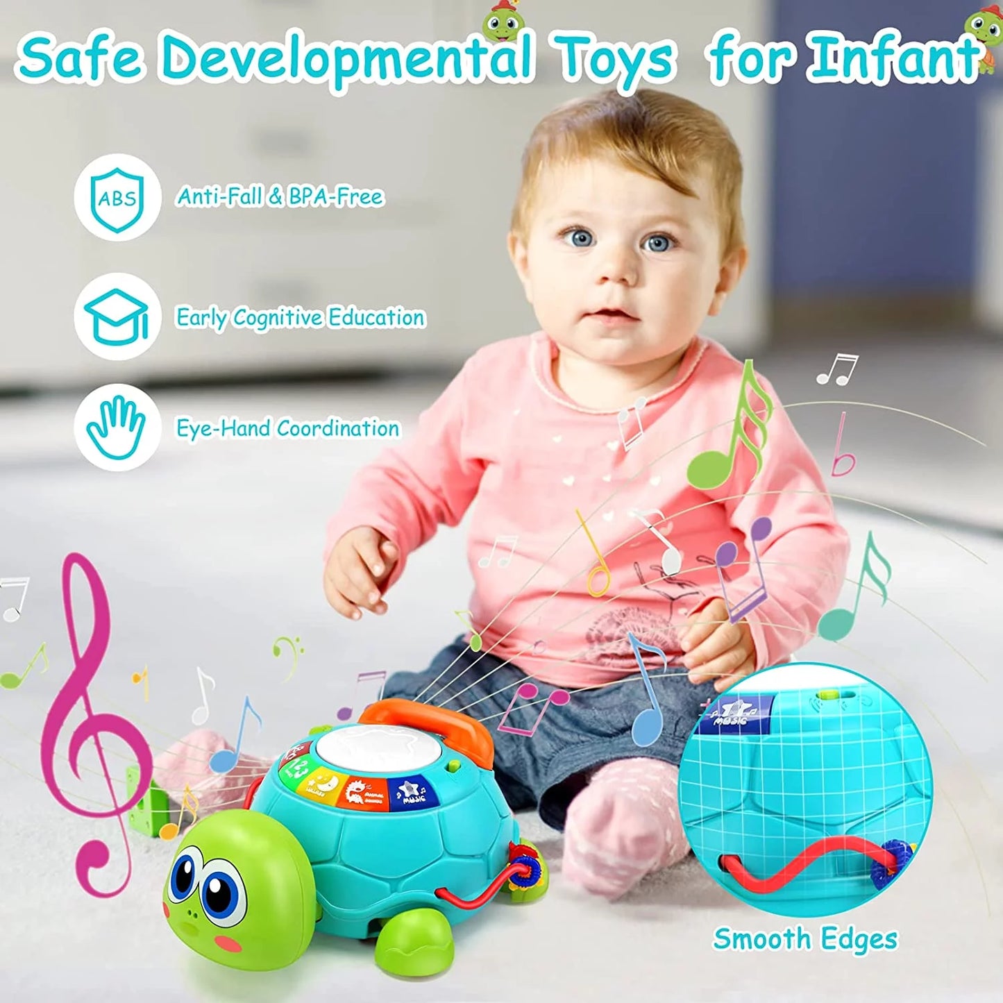 Interactive Turtle Toy for Babies – Musical Light-Up Toy for 1–2 Year Olds