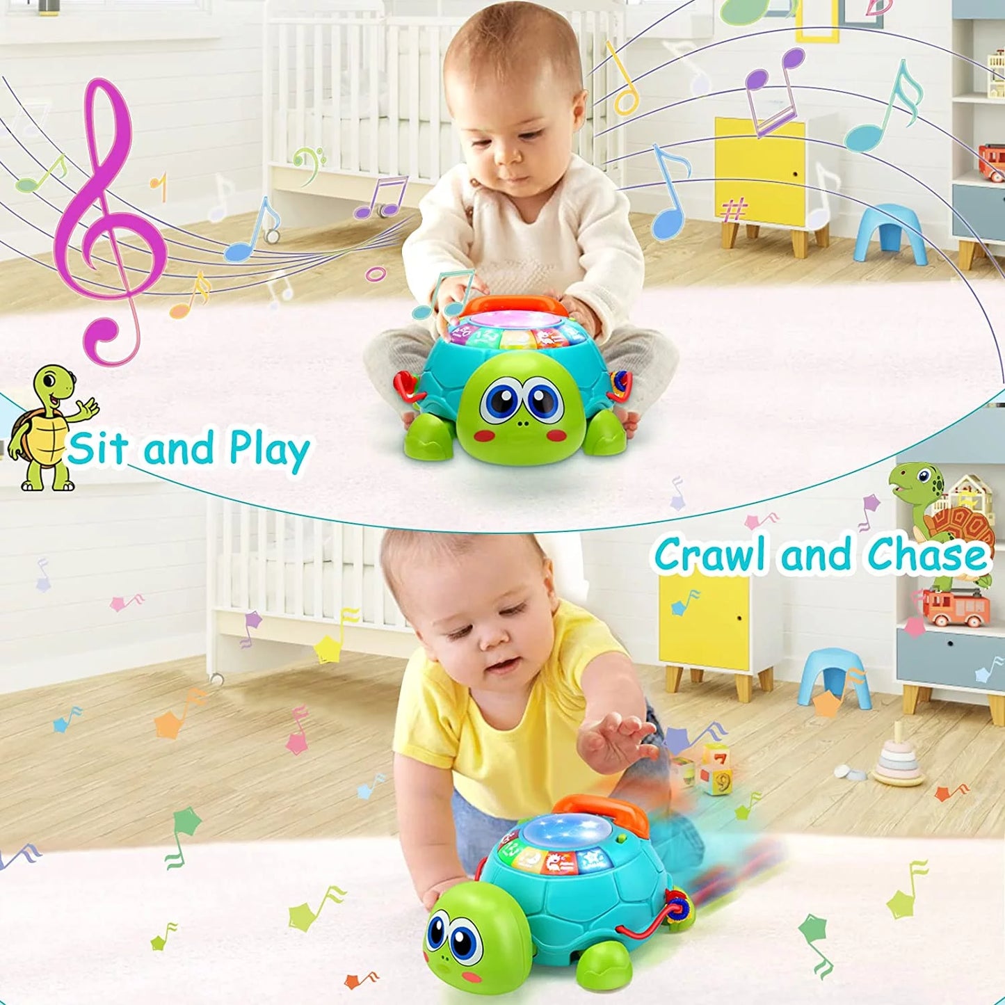 Interactive Turtle Toy for Babies – Musical Light-Up Toy for 1–2 Year Olds