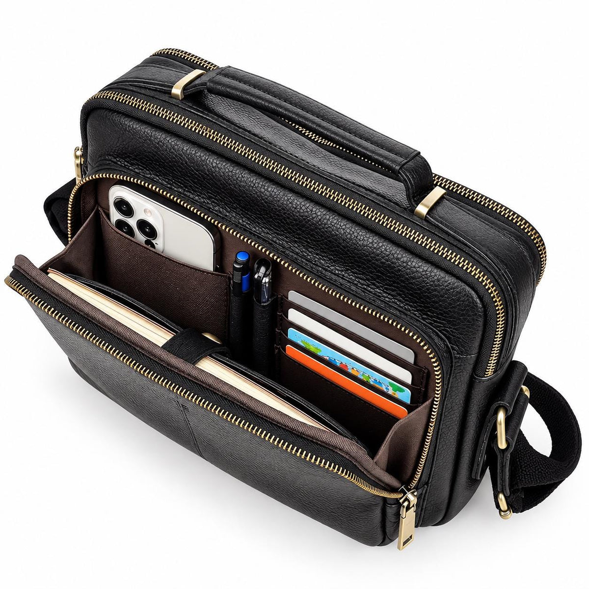 Leather Messenger Bag for Men, Personalized Crossbody Bag, Full Grain Shoulder Bag Fits 9.7 iPad, Anniversary Gift for Him