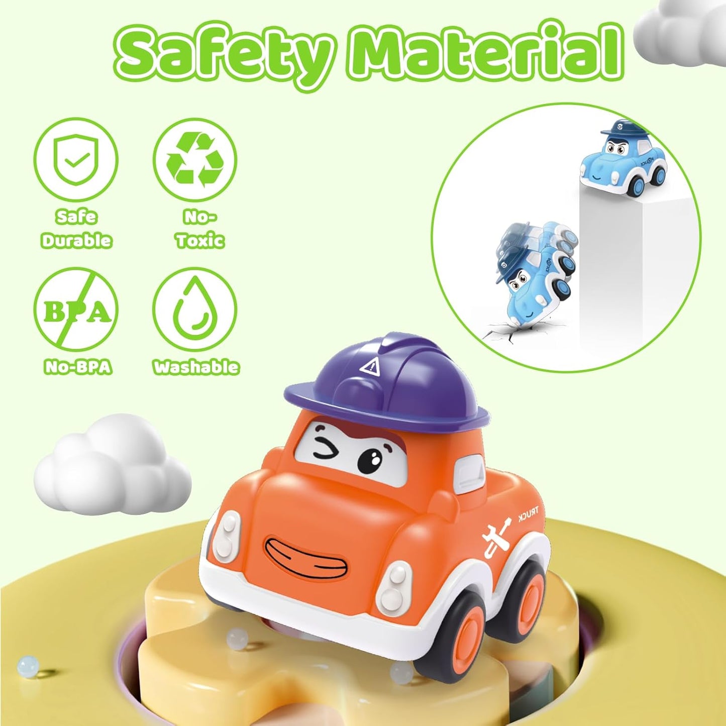 6 Piece Toy Car with Portable Mat