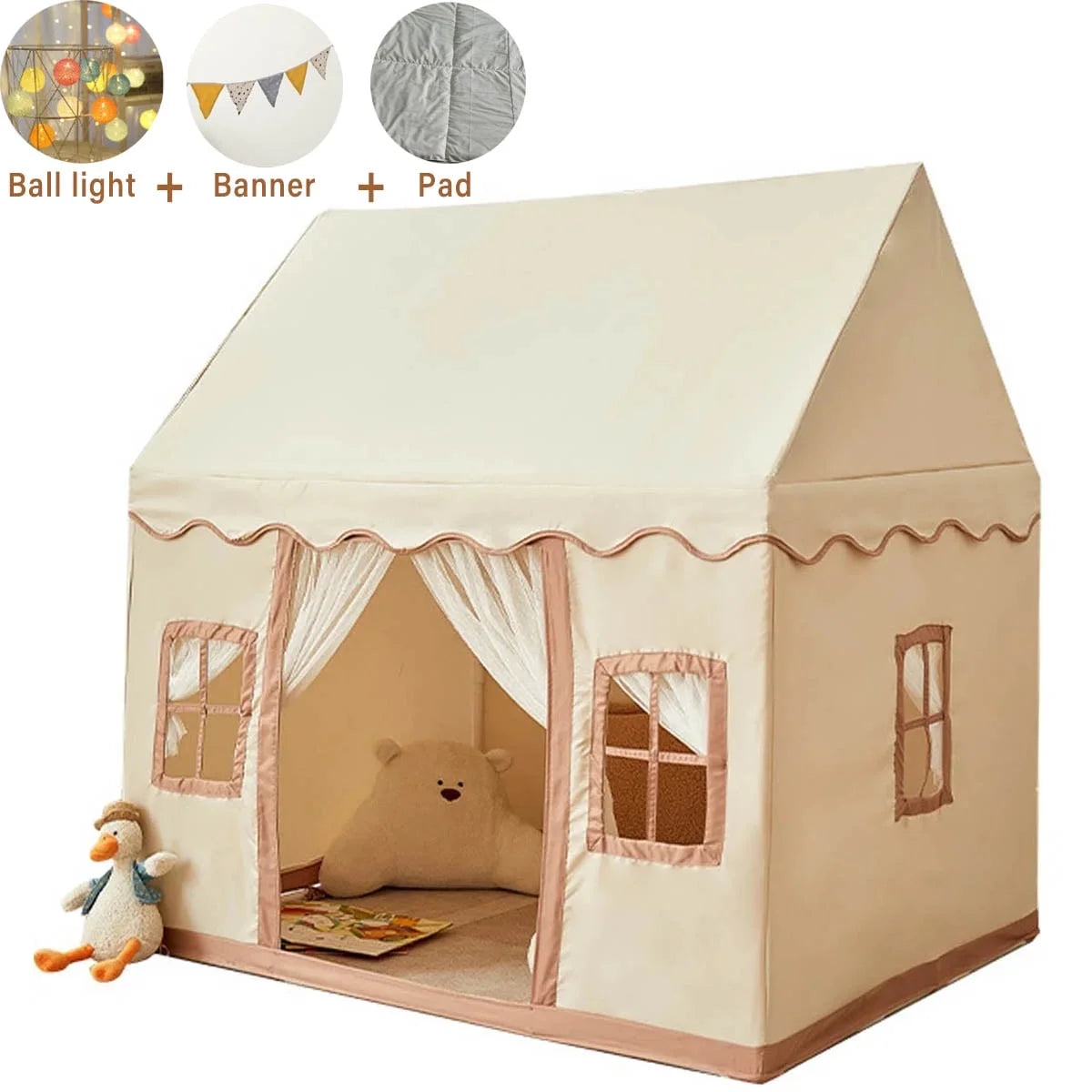Toddler Playhouse Tent with Soft Mat & LED Lights – Kids Tent for Boys & Girls 