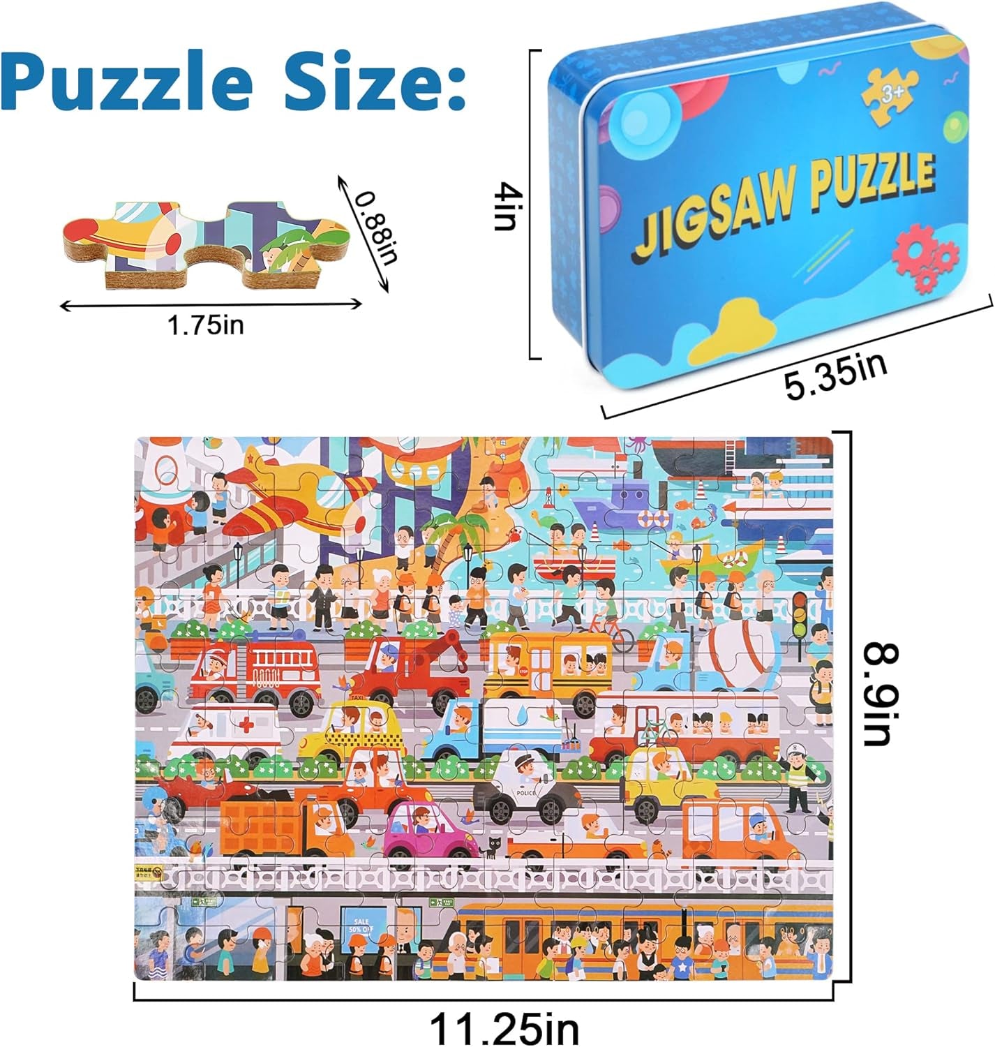 Educational Kids Puzzle – 100-Piece Communication Jigsaw for Ages  Metal Box