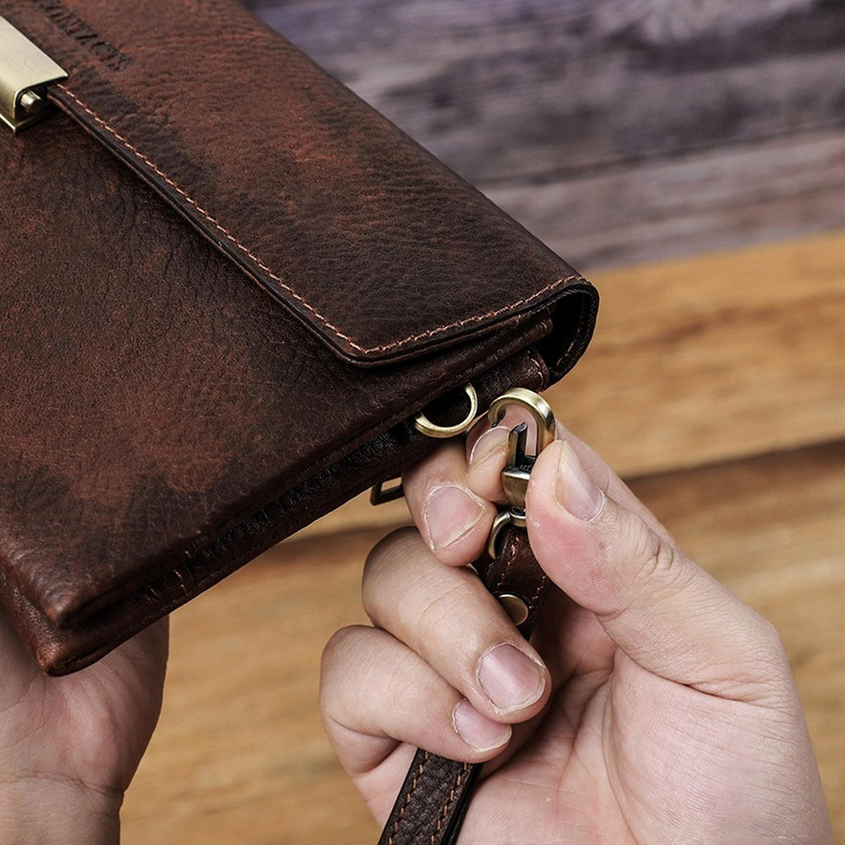 Personalized Leather Crossbody Bag for Men, Custom Mens Sling Bag, Leather Belt Waist Pouch, Slim Travel EDC Bag, Marcello