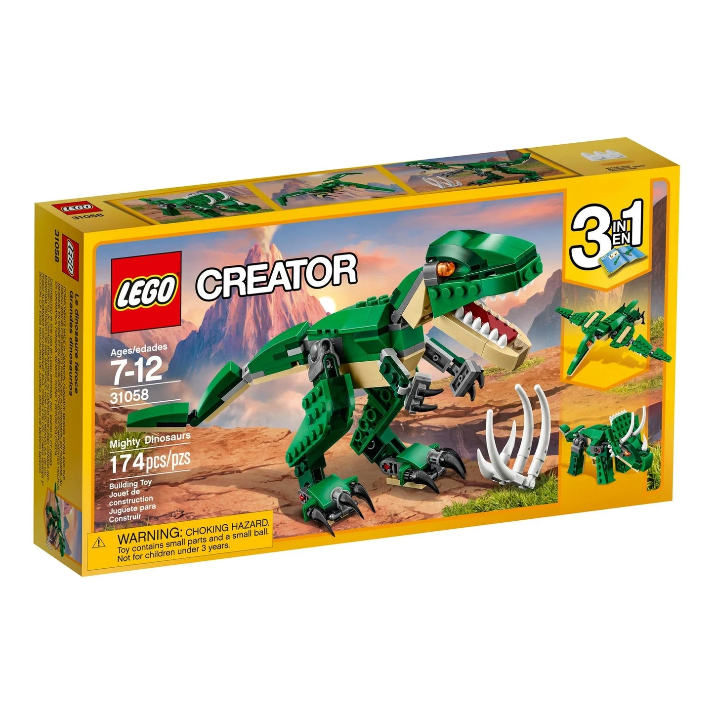 LEGO 31058 Mighty Dinosaurs – 3-in-1 Buildable Dinosaur Set with 174 Pieces