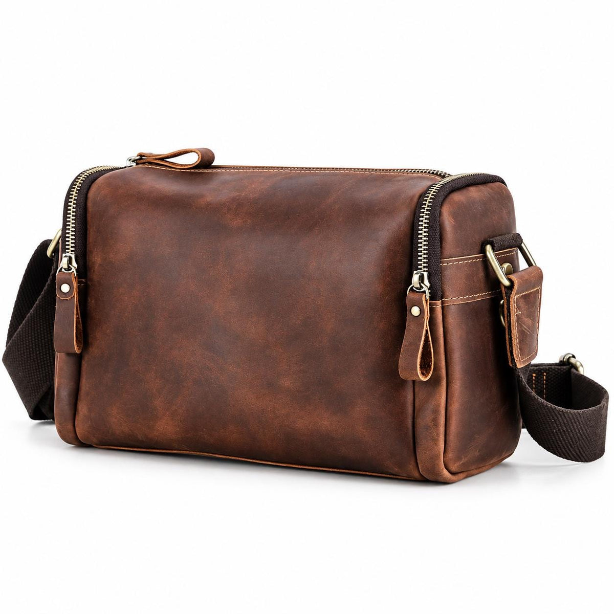 Leather Crossbody Bag for Men, Personalized Sling Shoulder Bag, Full Grain Mens Travel Bag Fits iPad Mini, Anniversary Gift for Him