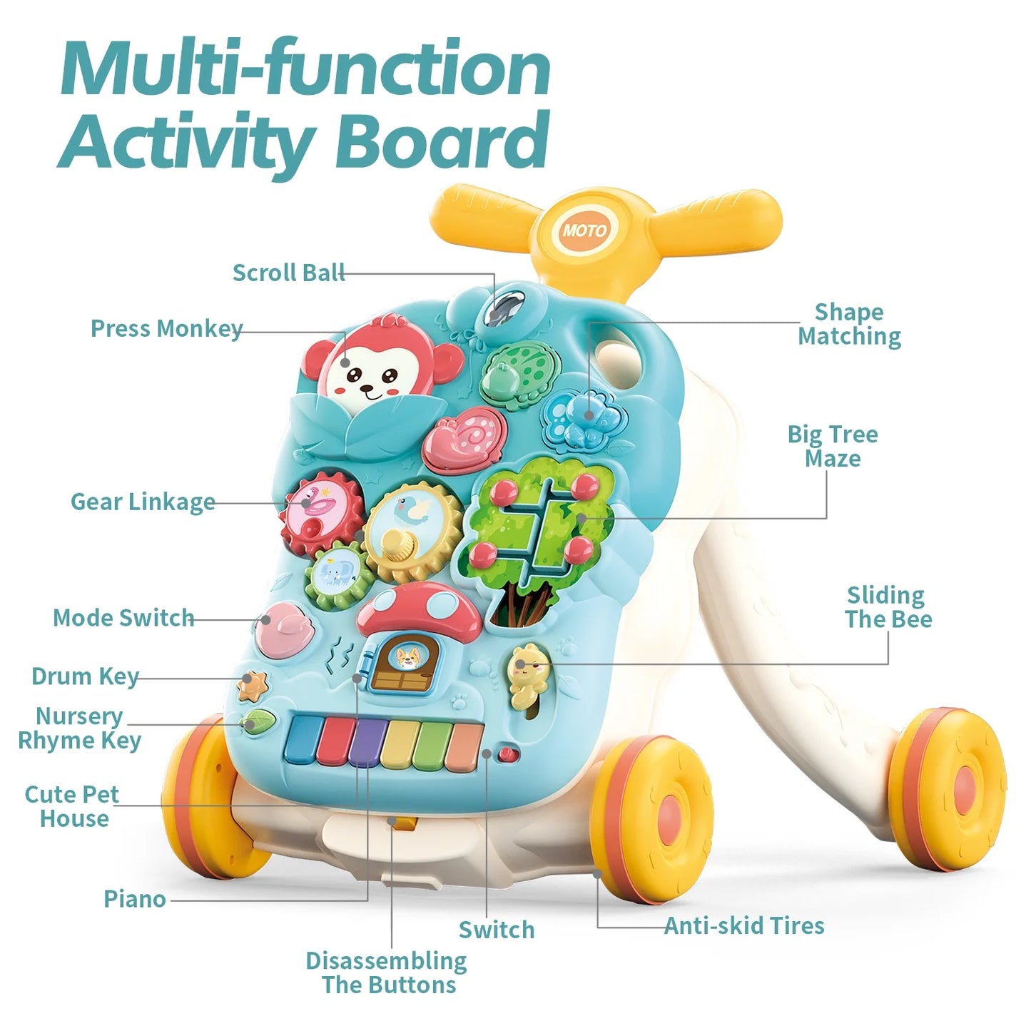 2-in-1 Baby Walker & Musical Activity Table – Sit-to-Stand Learning Toy for Toddlers