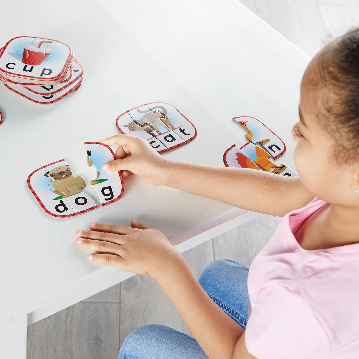 Kindergarten Readiness Word Puzzle – 3-Letter Cards for Boys & Girls 3 and Up