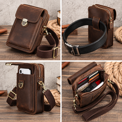 Santino Handcrafted Genuine Leather Crossbody Bag, Belt Bag & EDC Travel Pouch
